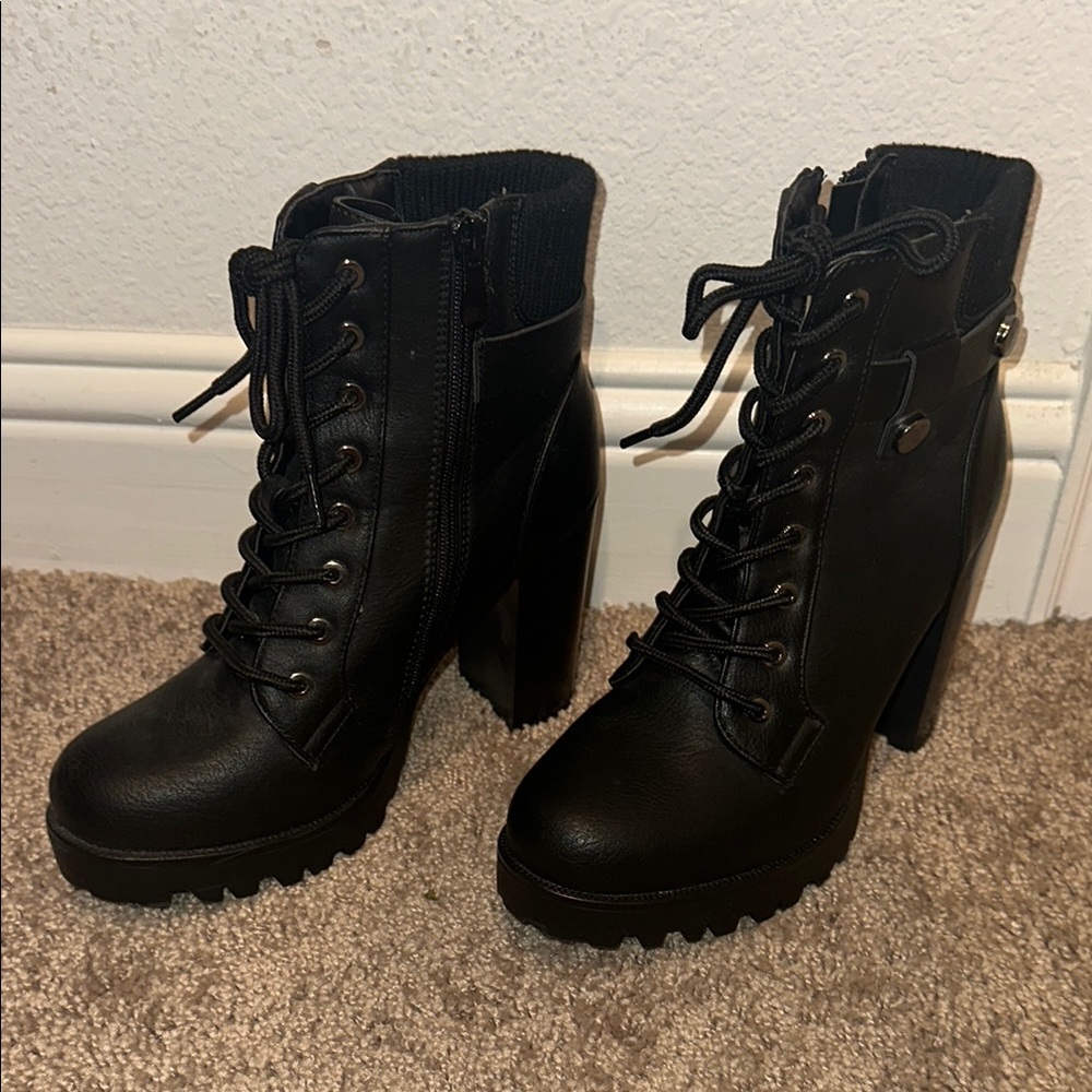 Chunky heeled combat boots